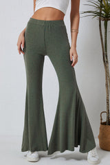 Green High Waist Fit and Flare Pants