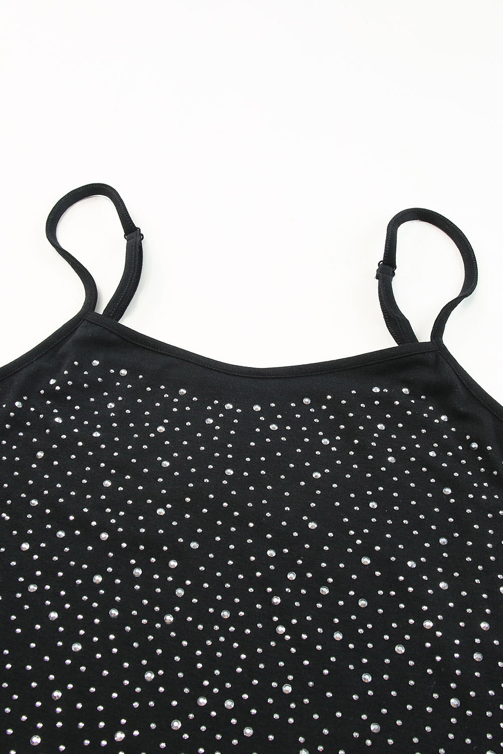 Black Adjustable Straps Rhinestone Tank Top