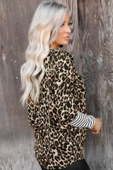 Leopard Striped Patchwork Long Sleeve Top