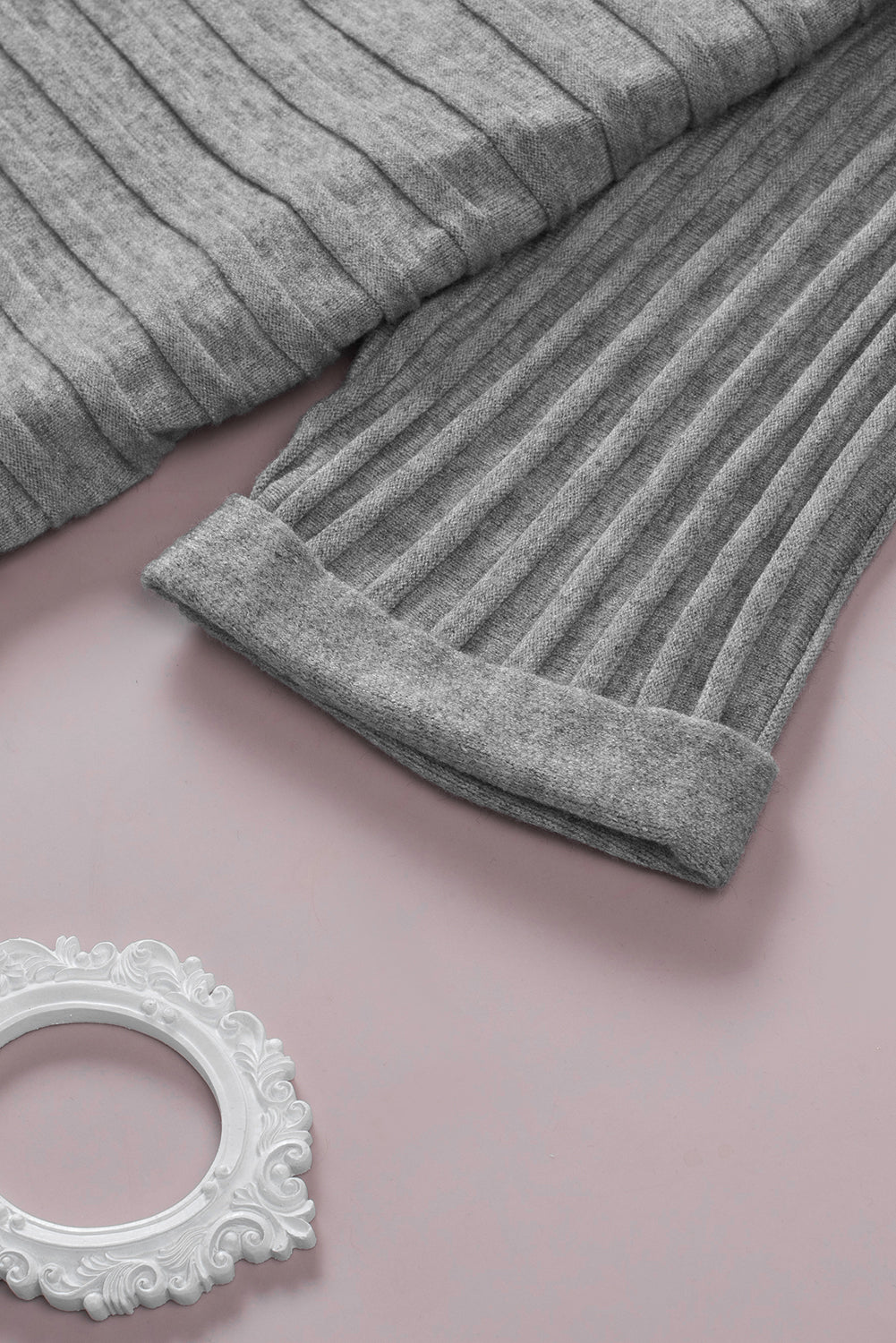 Red Ribbed Open Front Knit Cardigan