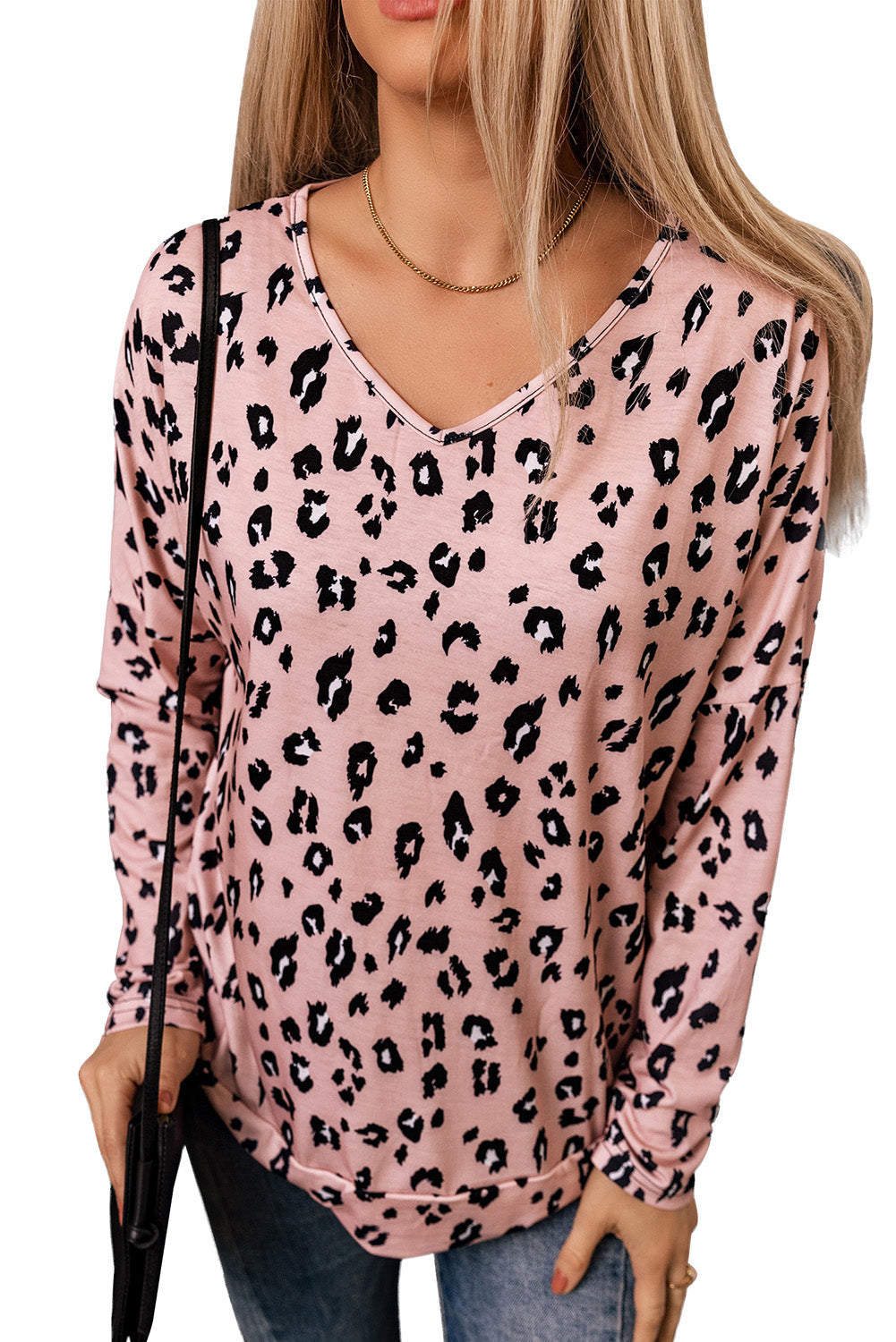 Pink Camel Leopard Terry Top