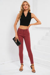 Mid Rise Solid Color Skinny Jeans