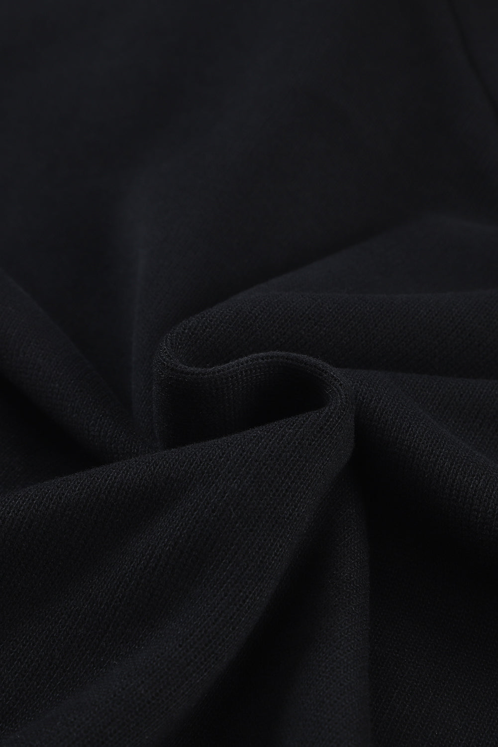 Black Knitted V Neck Buttoned Cuffs Sweater