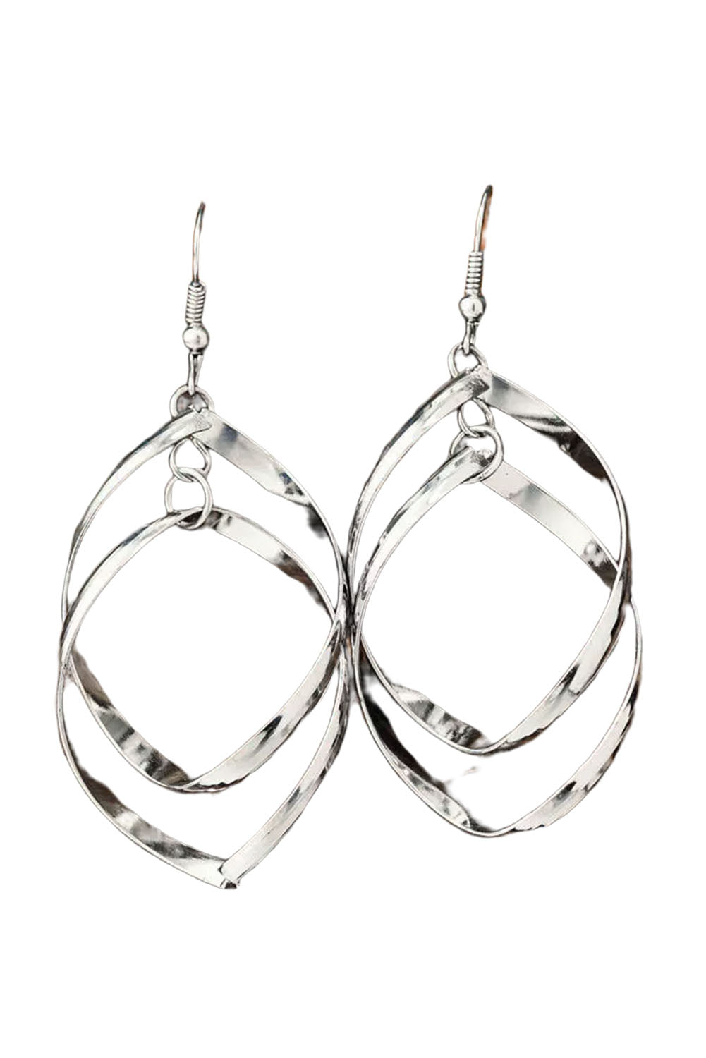 Silver Double Spirals Rhombus Alloy Earrings