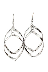 Silver Double Spirals Rhombus Alloy Earrings