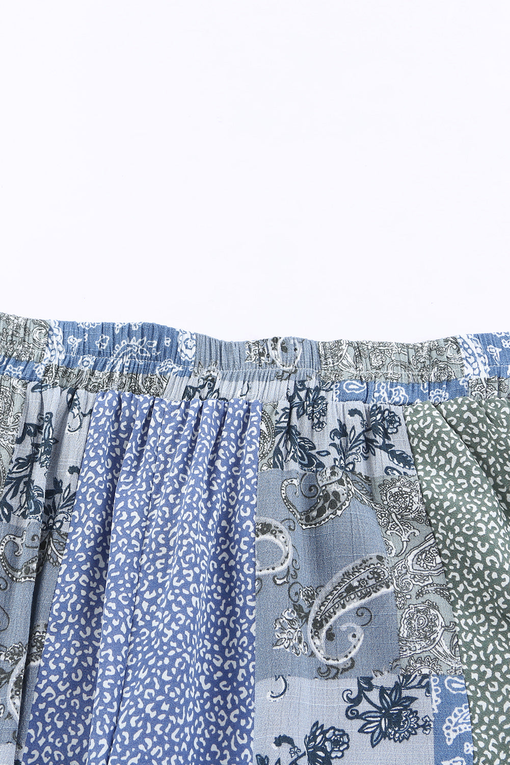 Blue Paisley Mixed Print Wide Leg Pants