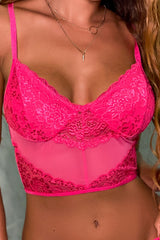 Rose Spaghetti Straps Lace Mesh Bustier Bra