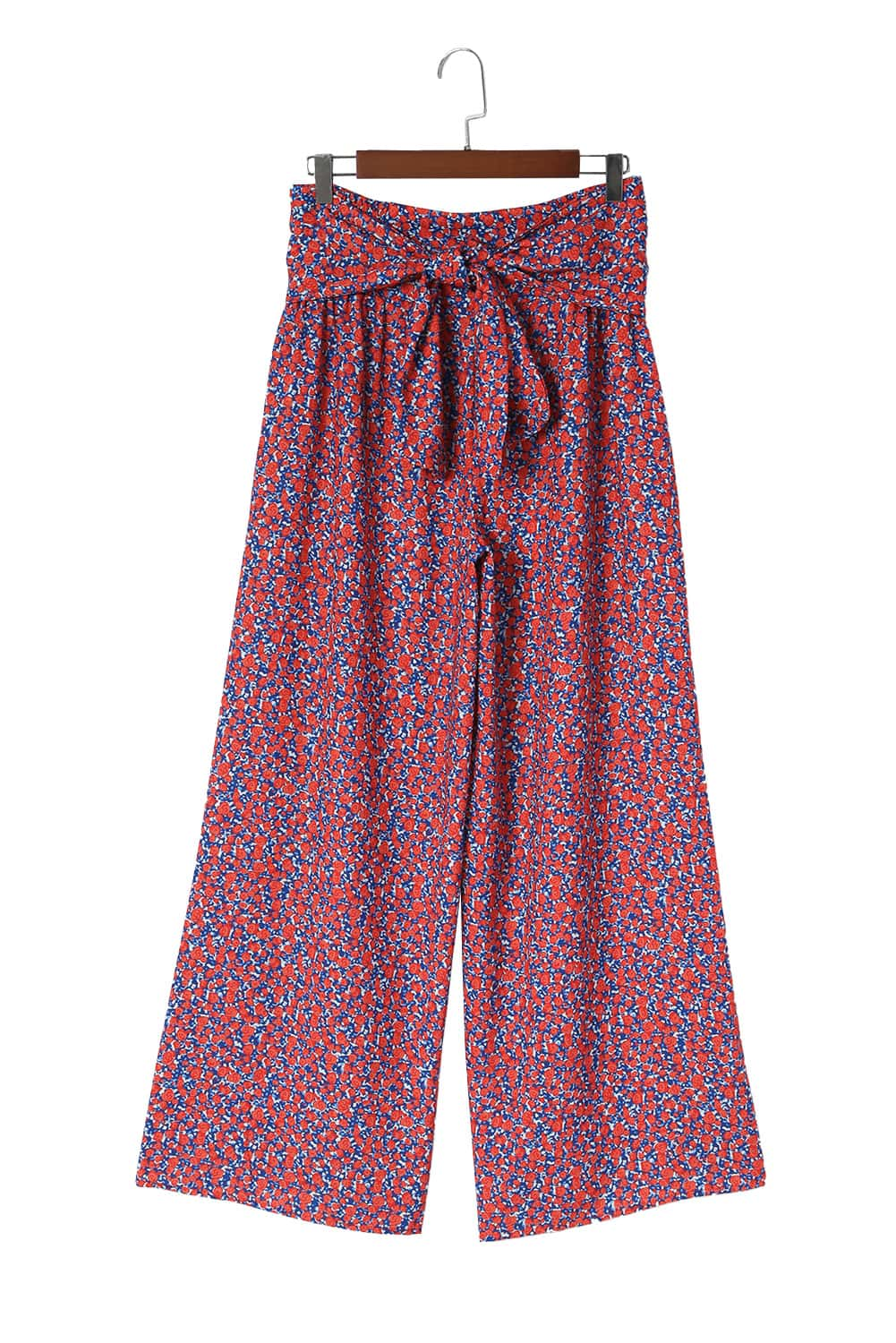 Ditsy Floral Print Tie Front Wide Leg Pants