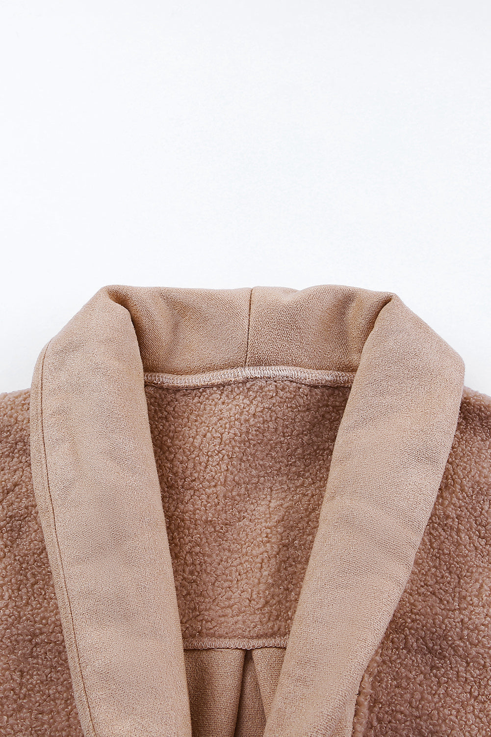 Pink Suede Sherpa Patchwork Buttoned Loose Jacket