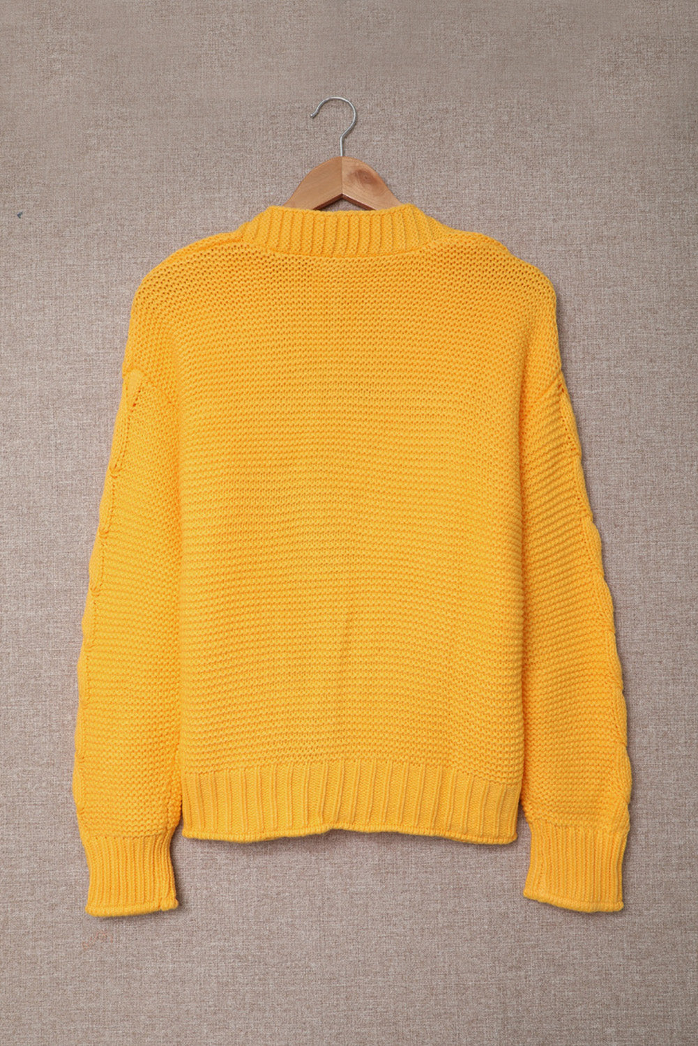Yellow Open Front Chunky Knit Cardigan