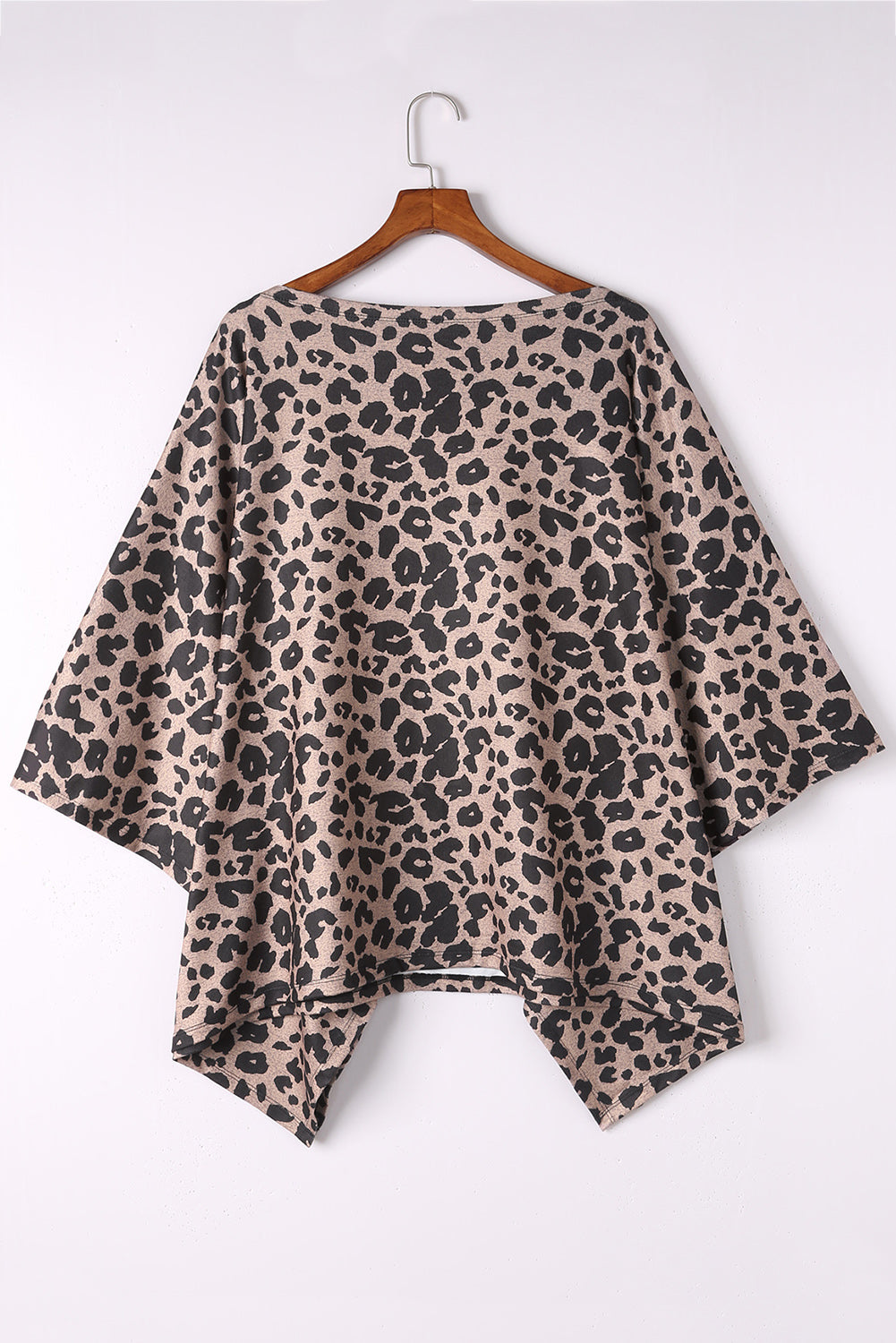 Leopard Print Loose Cape Tunic Top