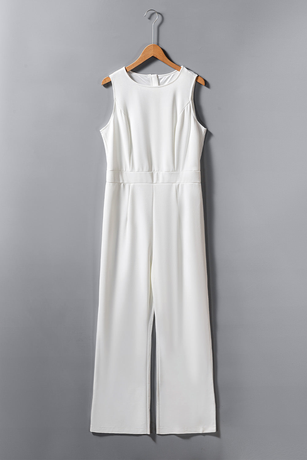 White High Waist Back Zip Wide Leg Sleeveless Jumpsuit