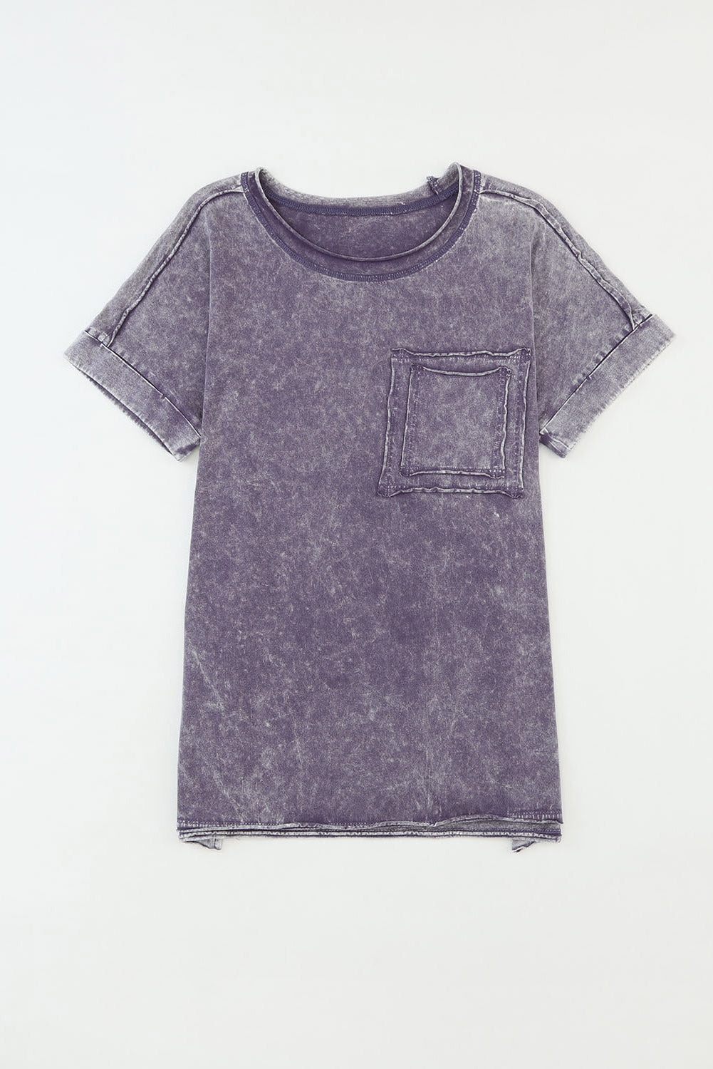 Gray Vintage Mineral Wash Pocketed Tee with Slits