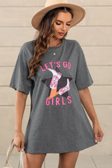 Gray Lets Go Girls Western Graphic Tee