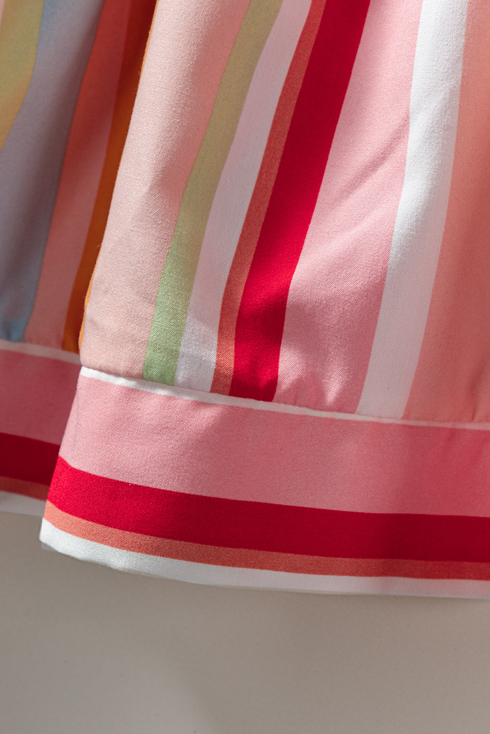 Pink Rainbow Stripe Ruffles Ruched Tiered Dress