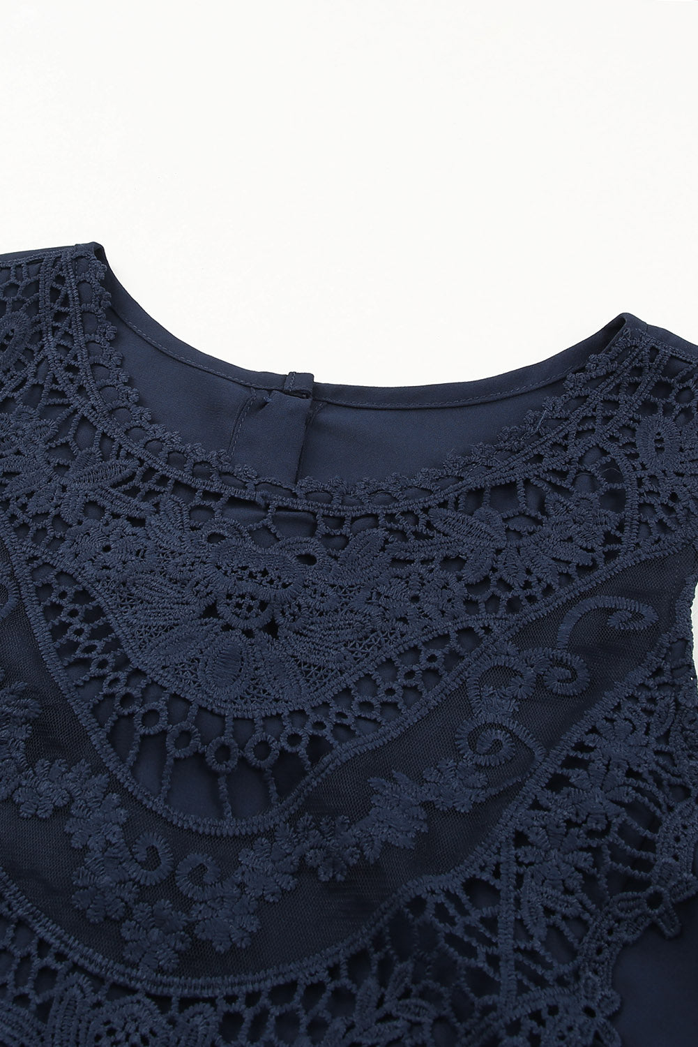 Black Lace Detail Buttons Back Sleeveless Top
