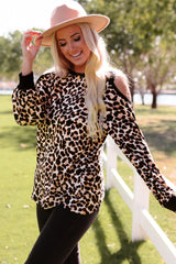 Criss Cross Cold Shoulder Leopard Top