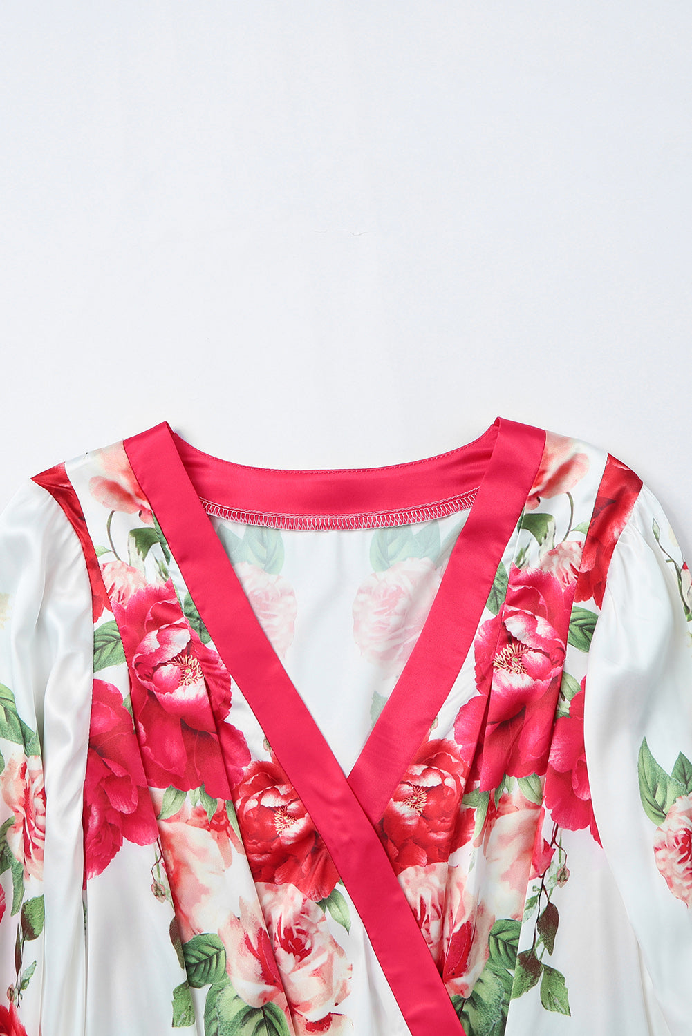 Rose Floral Print V Neck Wrap Bodysuit