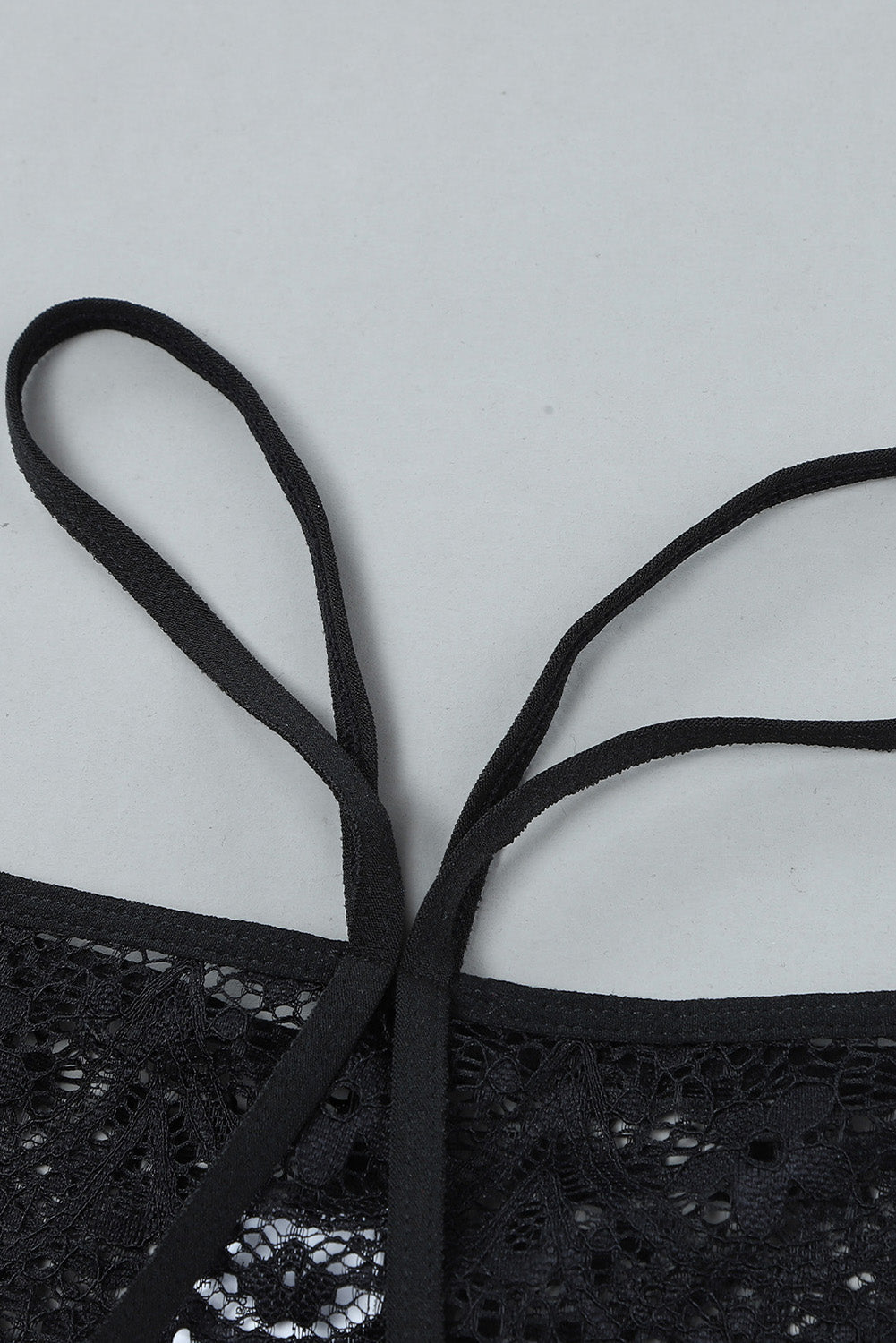 Black 2pcs Lace Strappy Bralette Set