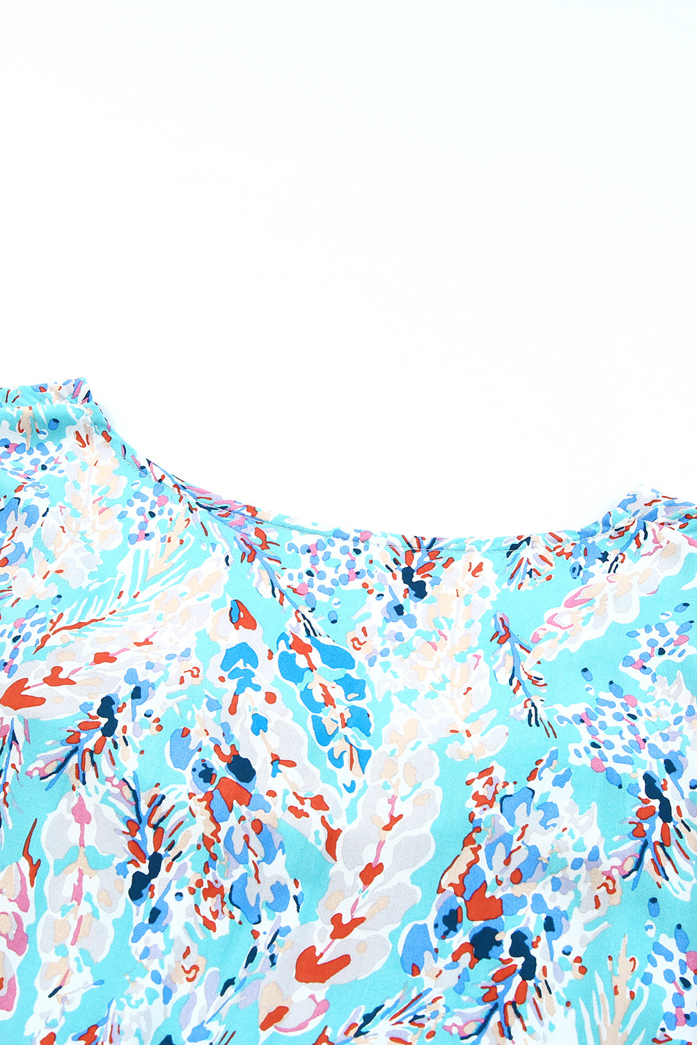 Sky Blue Ruffled Square Neck Floral Dress