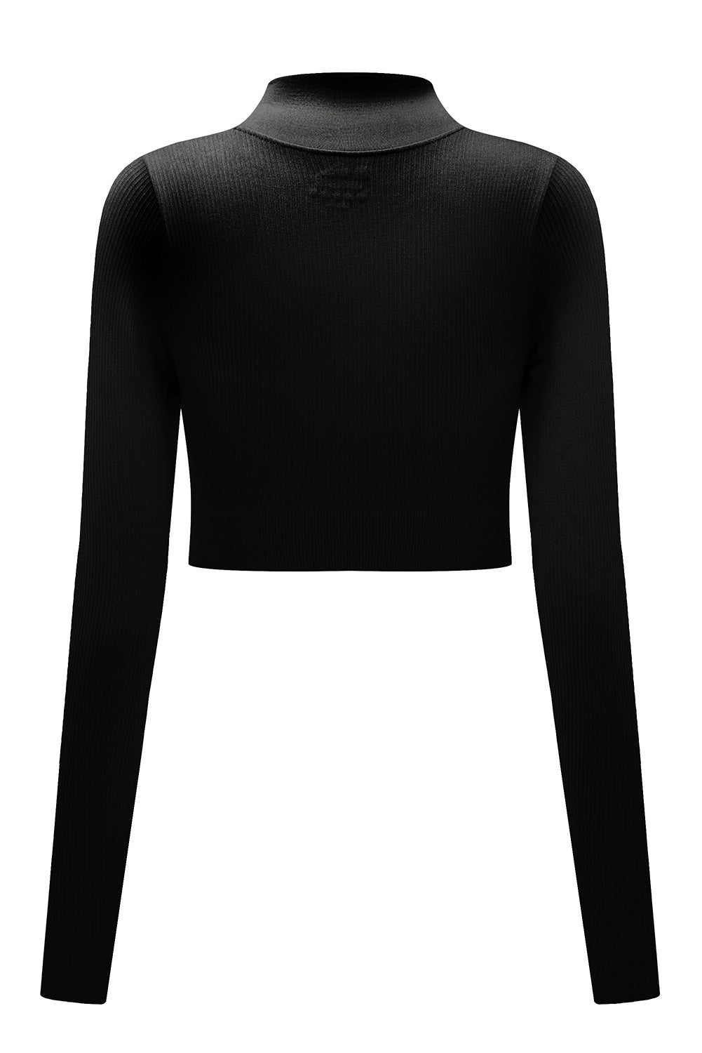 Black Half Zipper Long Sleeve Cropped Yoga Top