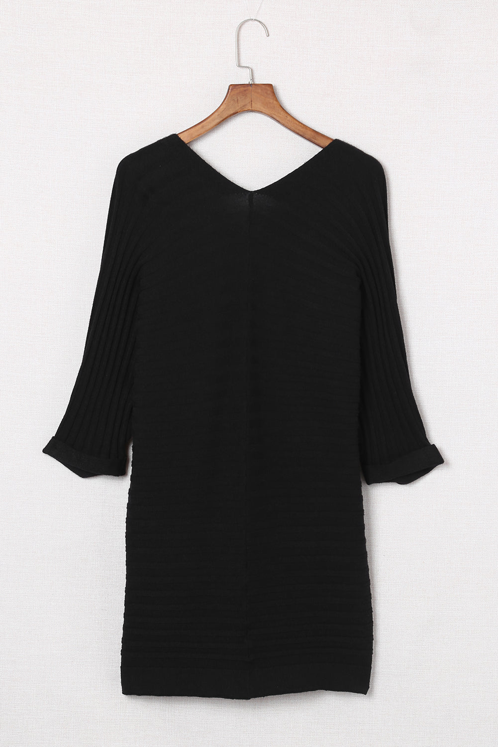 Red Ribbed Open Front Knit Cardigan