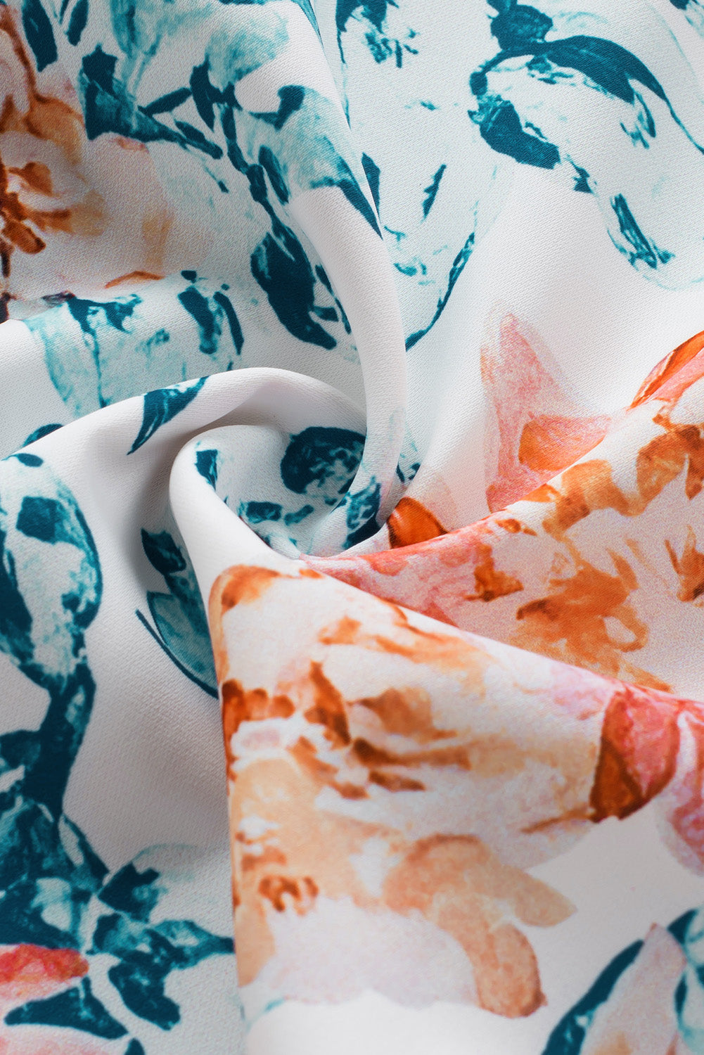 White Floral Patchwork Ribbed Maxi Dress with Pockets