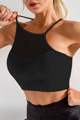 Black Mesh Hollow-out Splicing Yoga Camisole