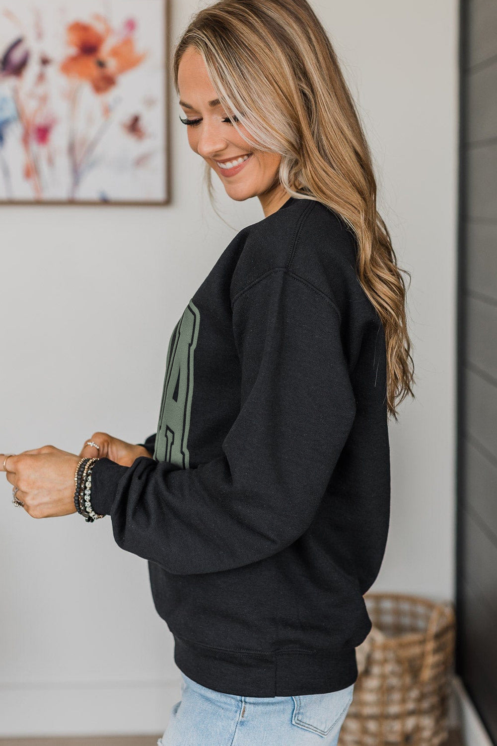 Black Mama Varsity Crew Neck Sweatshirt