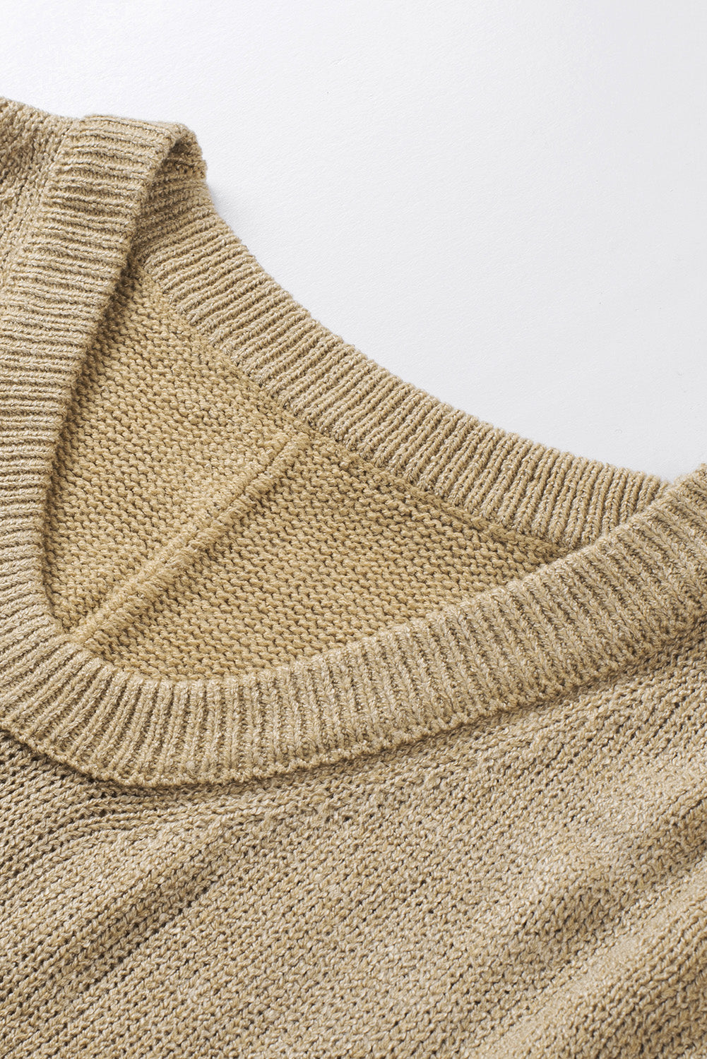 Khaki Ribbed Trim Oversize Sweater