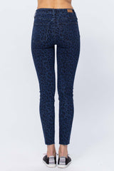 Judy Blue Mid-Rise Leopard Print Skinny Jeans