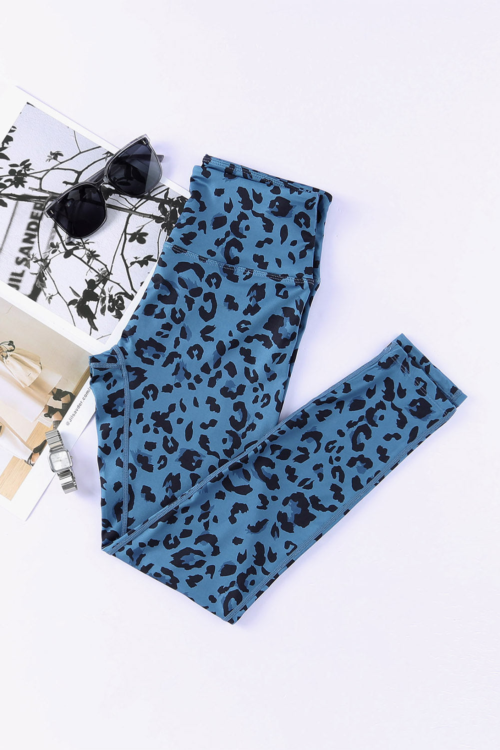 Gray Classic Leopard Print Active Leggings