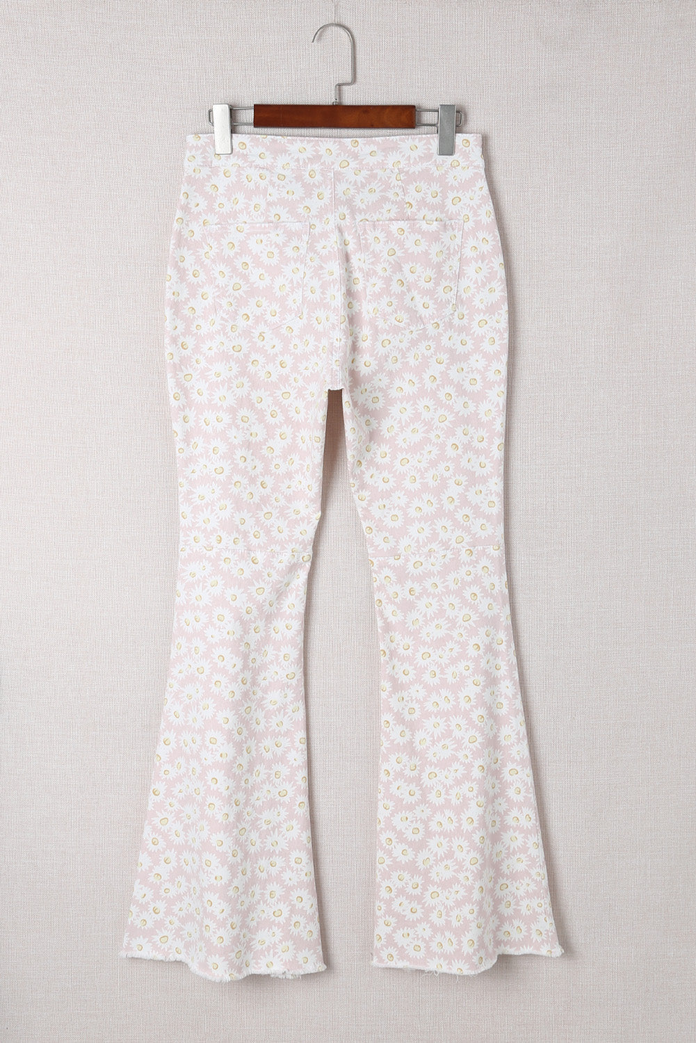 Pink Daisy Bell Bottom Flare Pants