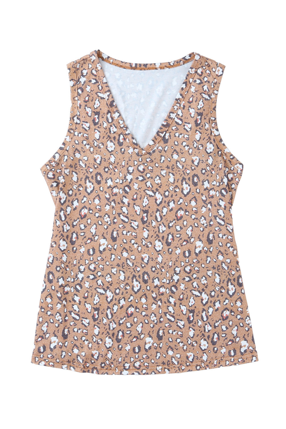 White Leopard  V Neck Tank Top