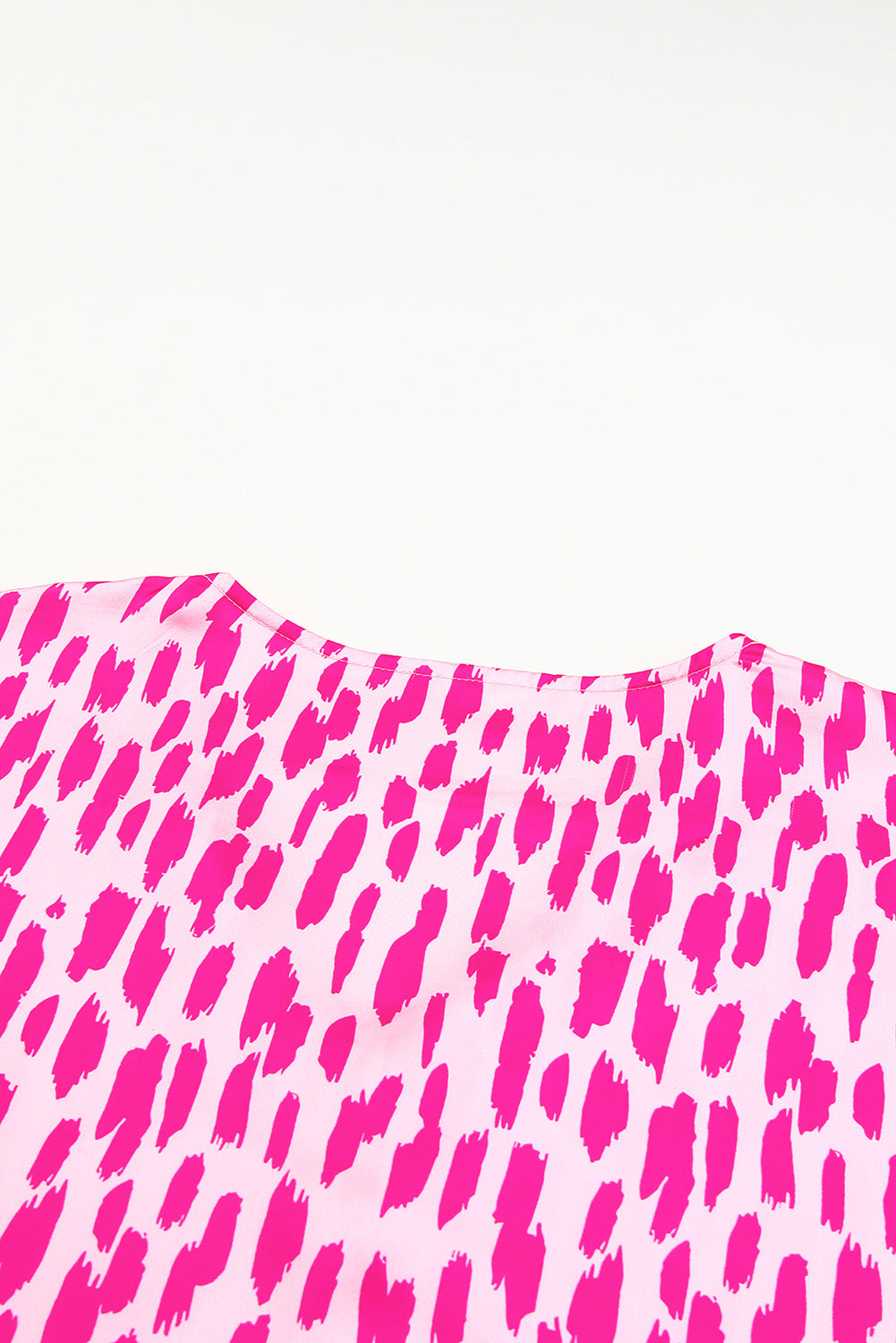 Pink Leopard Print V Neck Plus Size Babydoll Mini Dress