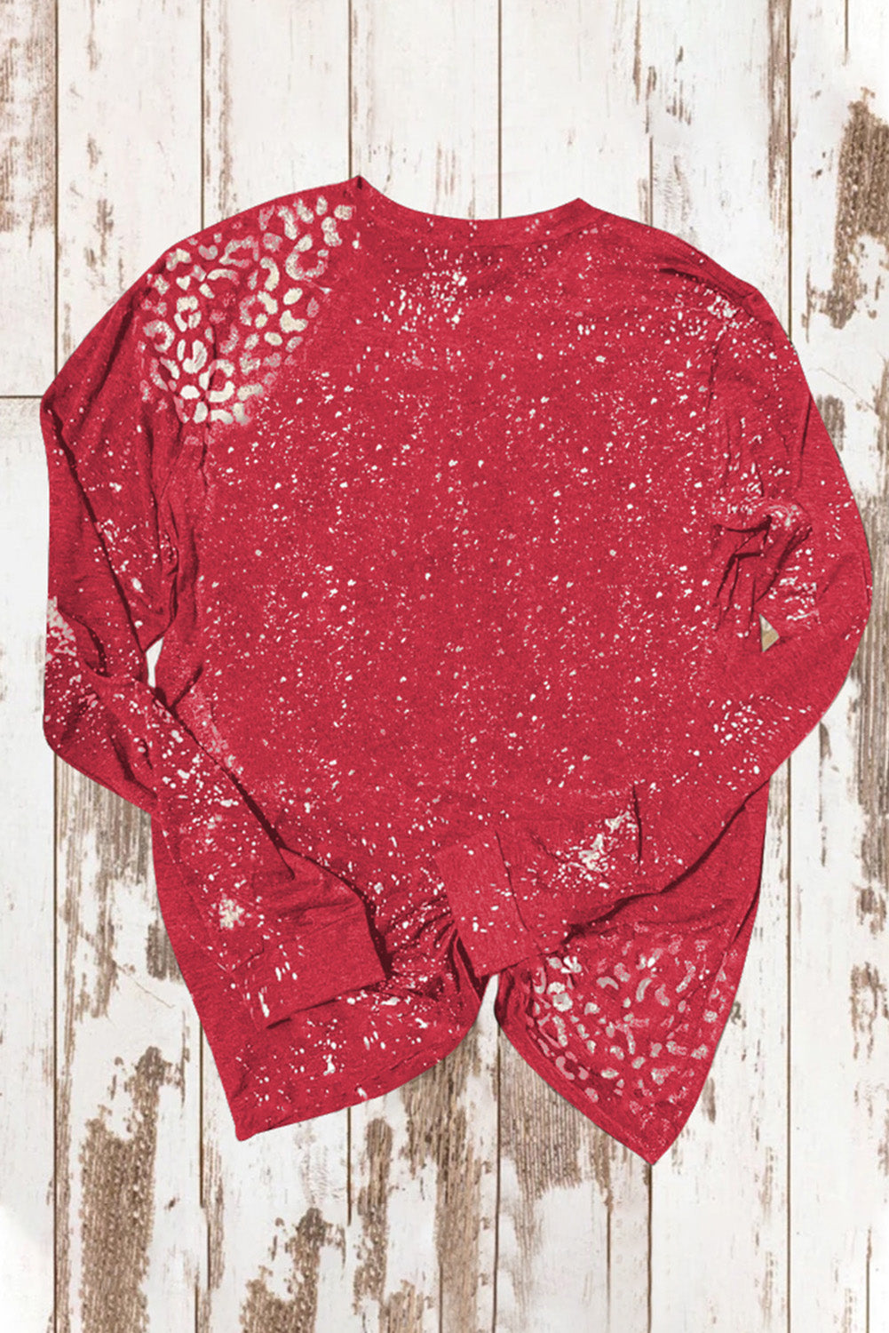 Red Retro Bleached Leopard Spot Pullover