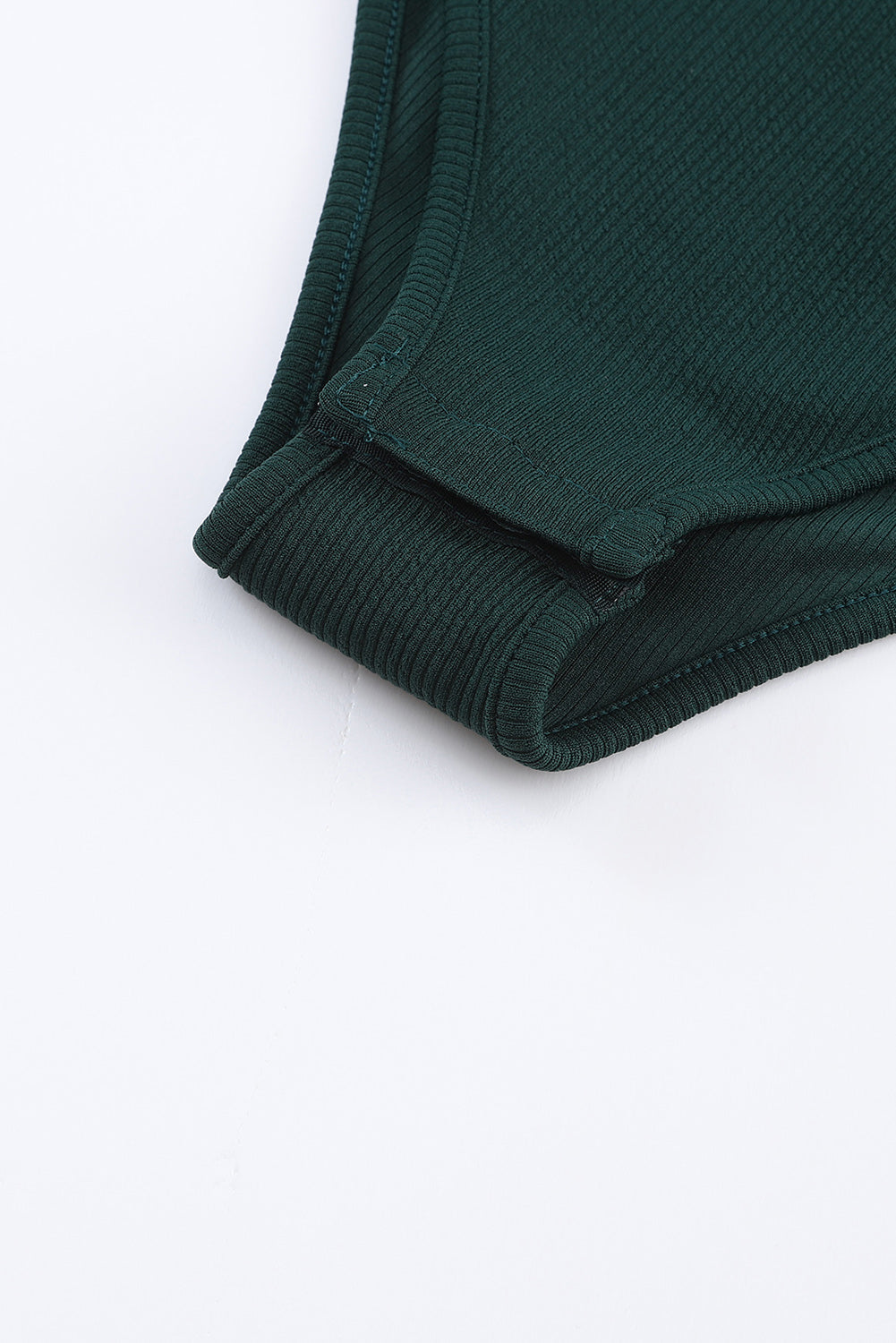 Green Puff Sleeve Keyhole Back Ribbed Knit Bodysuit