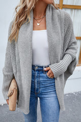Gray Dolman Sleeve Open Front Cardigan