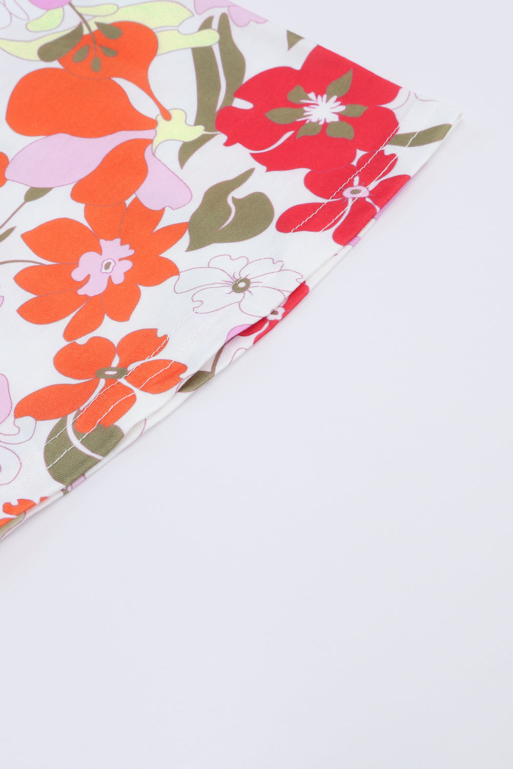 White V Neck 3/4 Sleeve Floral Dress
