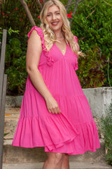 Rose Plus Size Ruffled Sleeveless Babydoll Mini Dress