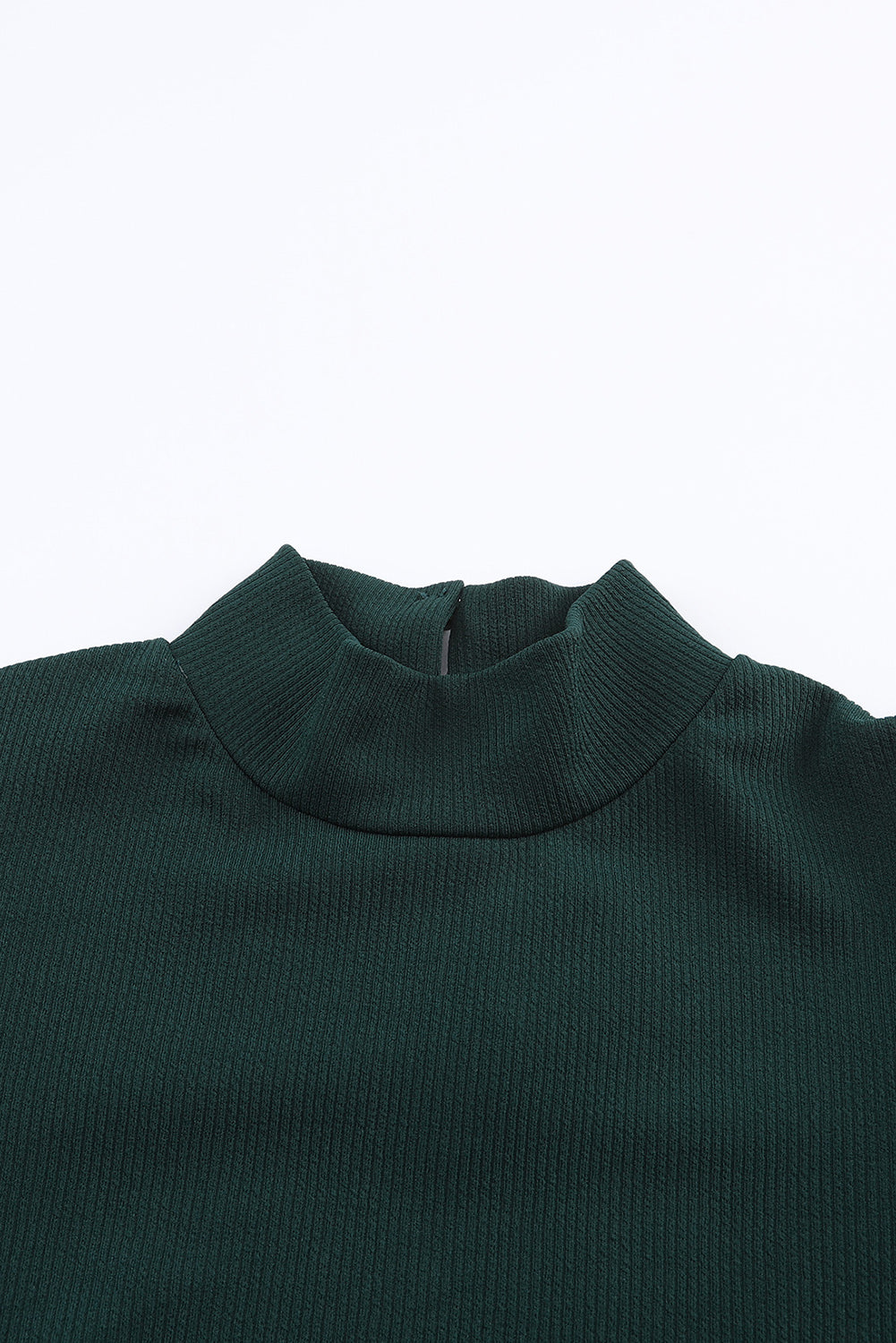 Green Puff Sleeve Keyhole Back Ribbed Knit Bodysuit