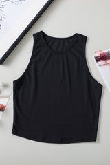 Black Seamless Sleeveless Rib Knit Crop Top