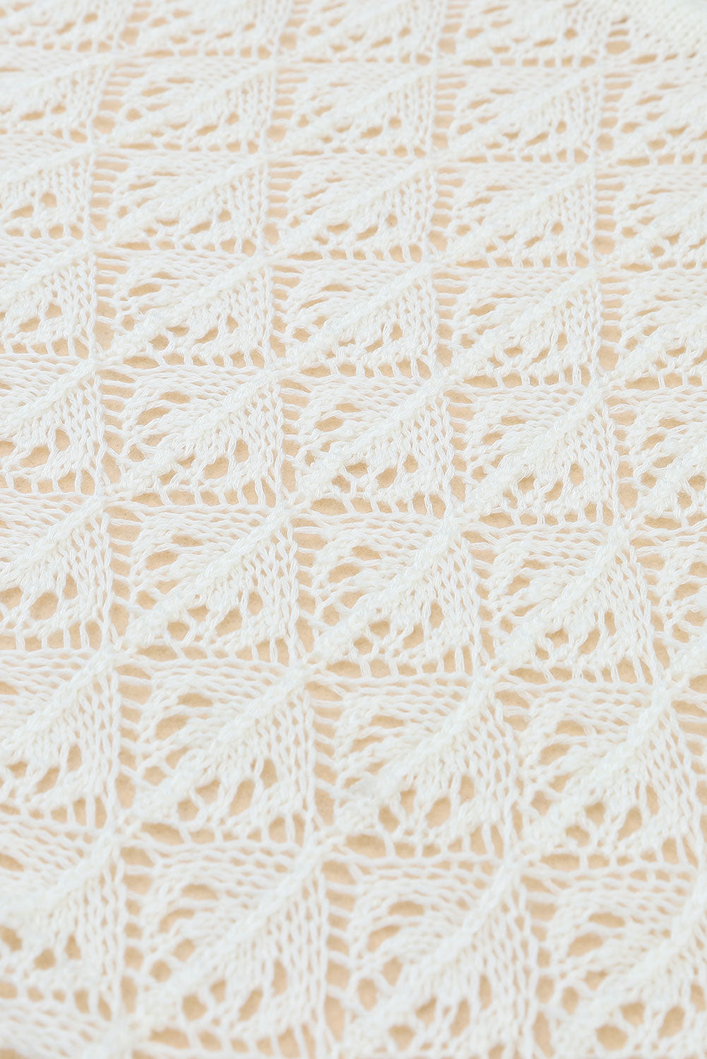 White Crochet Open Front Kimono with Slits