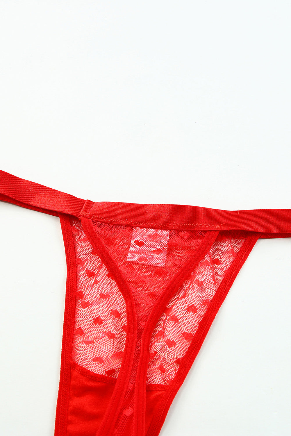 Red Heart Pattern Dotty Mesh Valentines Sexy Panties