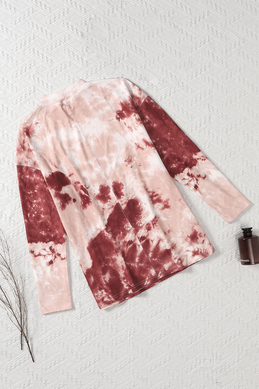 Red Tie Dye Crew Neck Long Sleeve Top