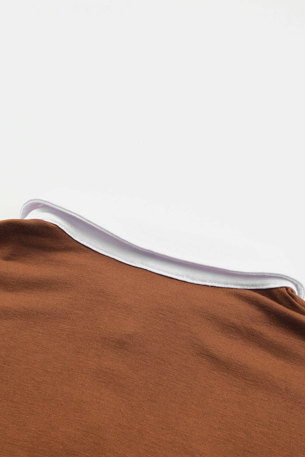 Brown Turn-down Collar Colorblock Pullover Sweatshirt