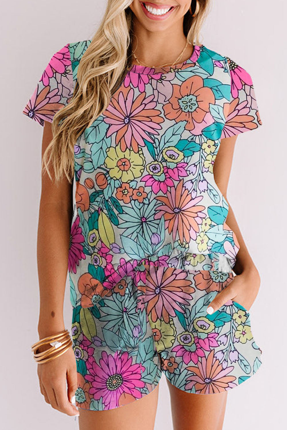 Multicolor Floral Print Sleeveless Tank Top