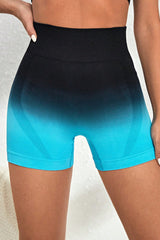 Multicolor Ombre High Waist Tummy Control Fitness Shorts