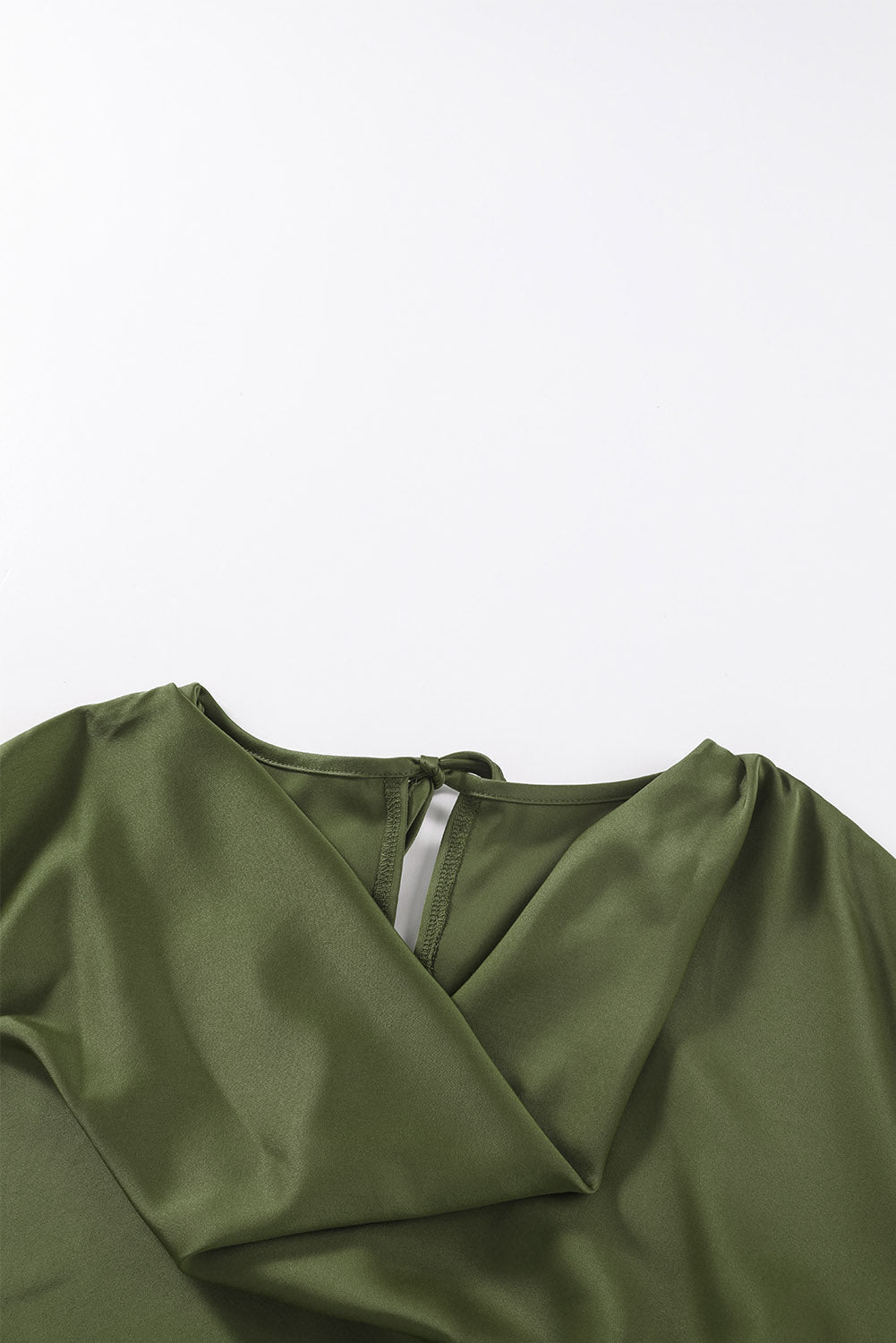 Green Cowl Neck Long Sleeve Elegant Blouse