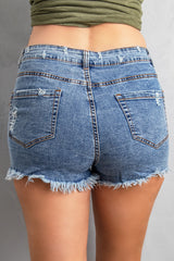 Sky Blue Gypsy Mid-rise Distressed Denim Shorts